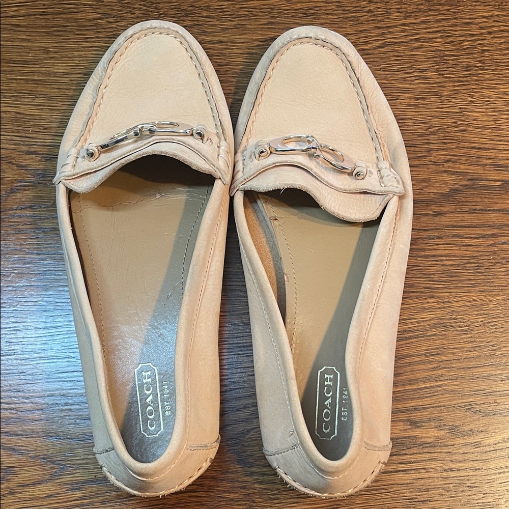 Coach Women's Cream Driving Loafers with “C”  Accent